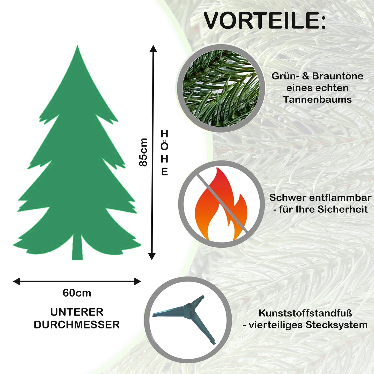 XENOTEC Premium Christmas Tree 85cm - lifelike - artificial fir tree made using injection molding - fake Christmas tree - PE Christmas tree