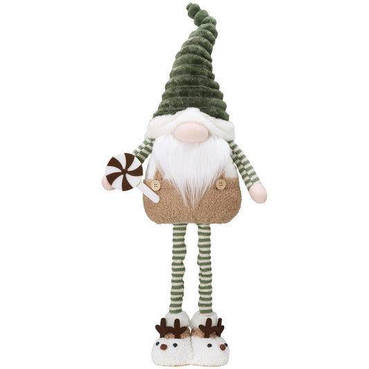 VALERY MADELYN Christmas Elf for Christmas Decoration, 64cm Christmas Gnome Green Brown, Adjustable Legs, Indoor House Christmas Dwarf, Christmas Ornament Decorations
