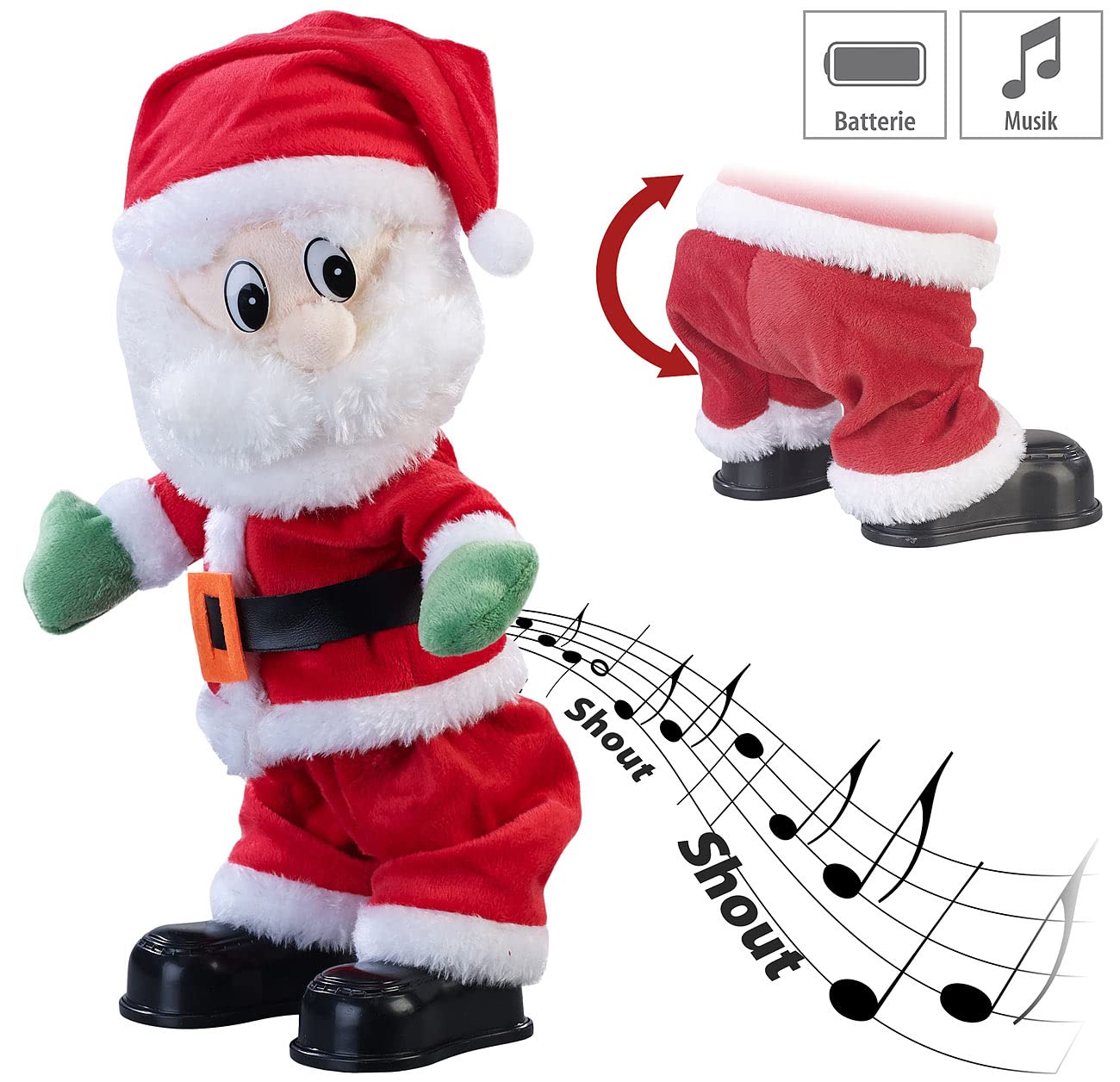 infactory Dancing Santa Claus: Singing and twerking Santa Claus, 30 cm (Twerking, Twerk, Christmas)