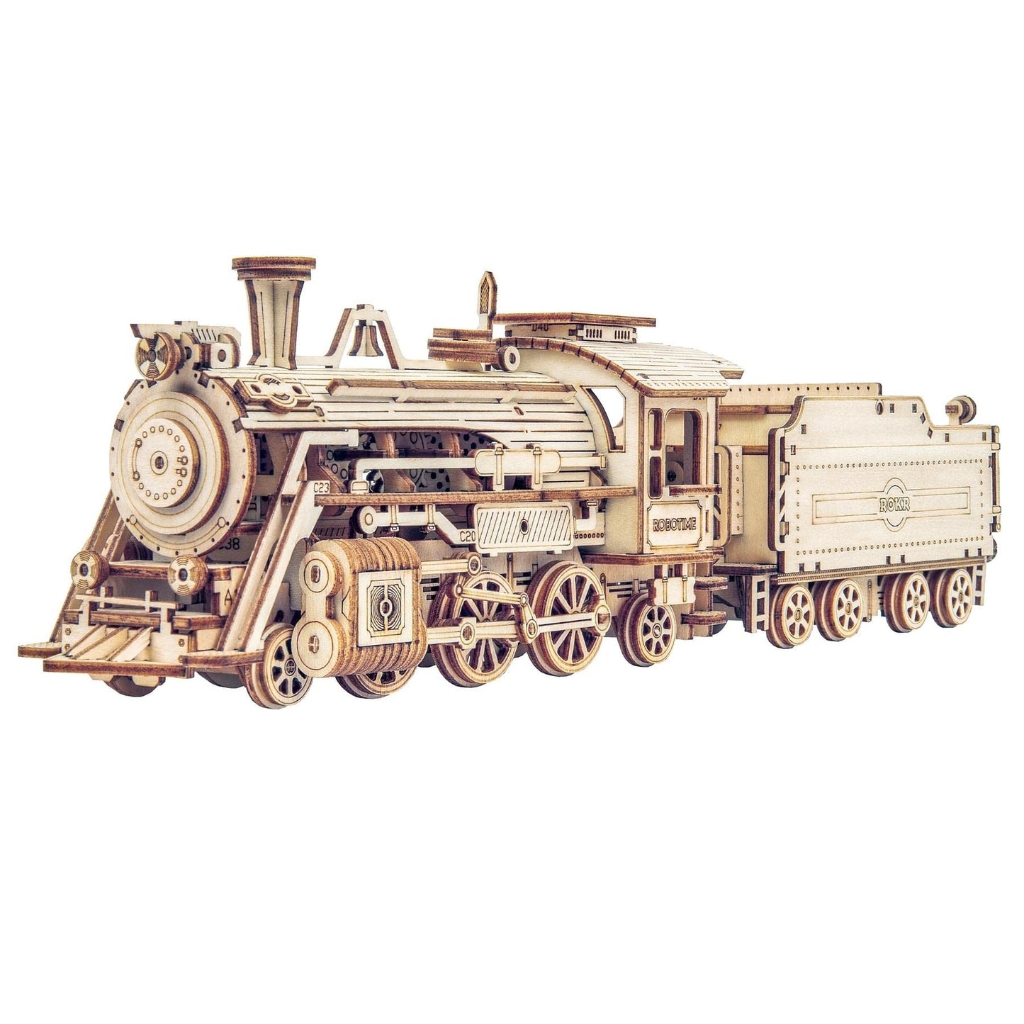 ROKR 3D Puzzle Express Steam Locomotive Wooden Puzzle Model Kit - locomotive wood assembly kit - Christmas birthday gift for teens and adults
