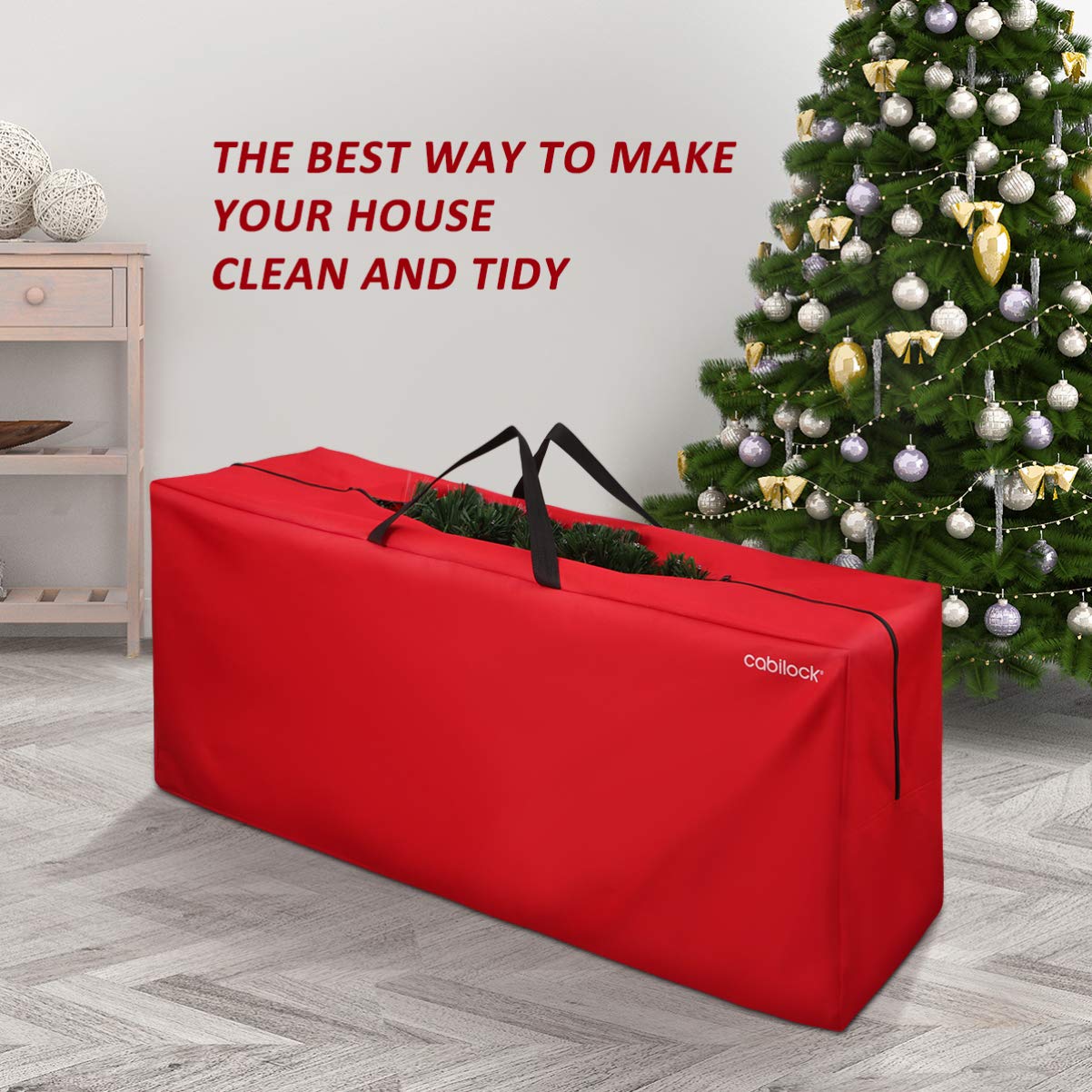 Cabilock Christmas Tree Bag Christmas Wreath Garland Storage Bag for Christmas Decorations (Red)