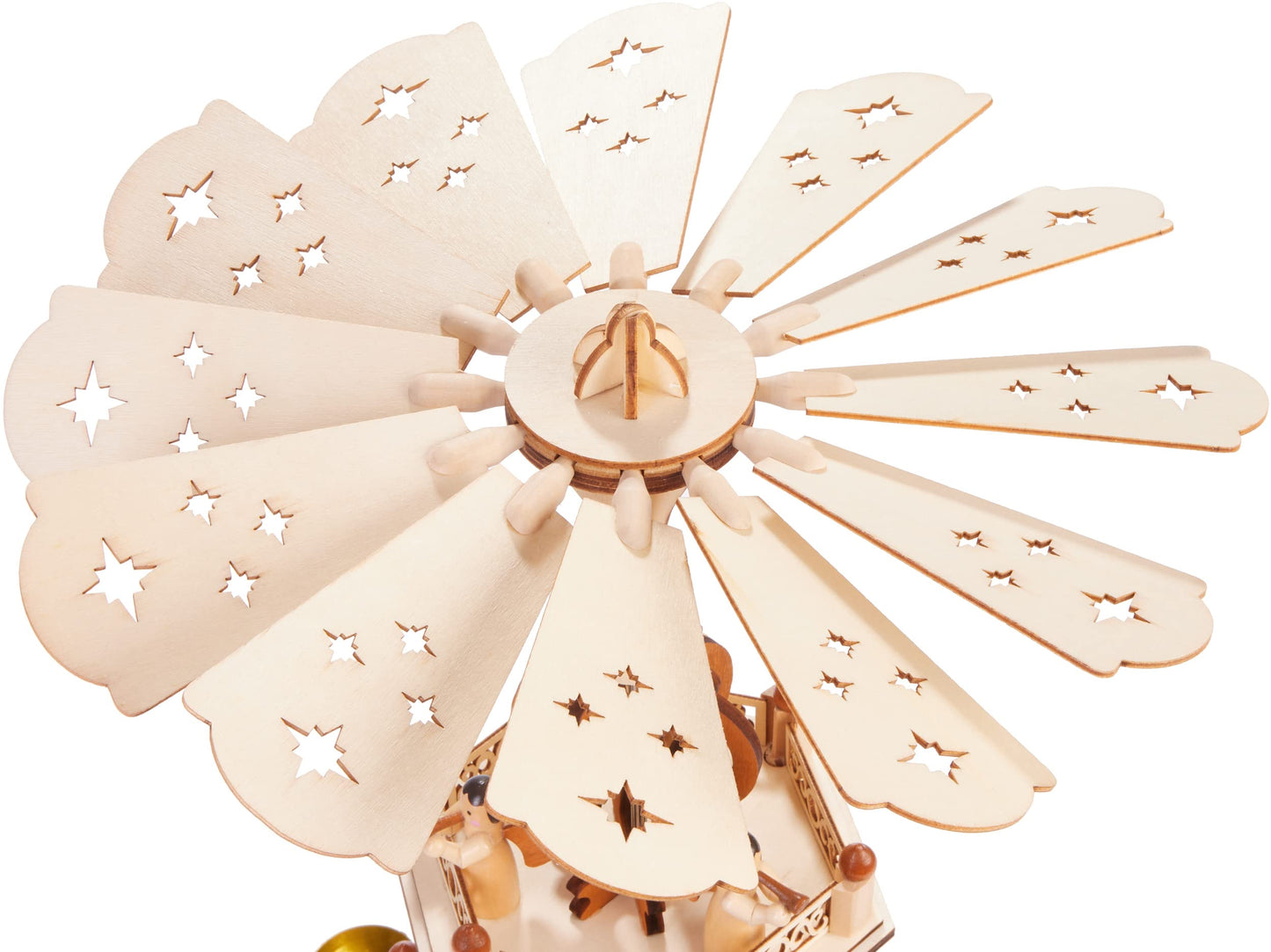 BRUBAKER Christmas Pyramid - 3-tier rotating wooden pyramid - Christmas decoration with 3 levels - 44 cm height - hand-painted figures Christmas - Natural Brown