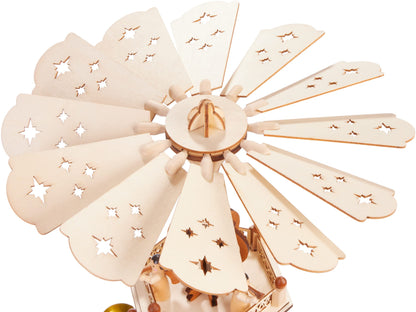 BRUBAKER Christmas Pyramid - 3-tier rotating wooden pyramid - Christmas decoration with 3 levels - 44 cm height - hand-painted figures Christmas - Natural Brown