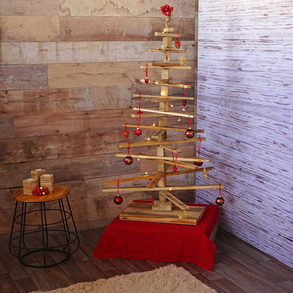 Decorative Christmas tree HWC-H77, 3D fir tree Christmas decoration, shabby chic fir wood adjustable 130x82x82cm