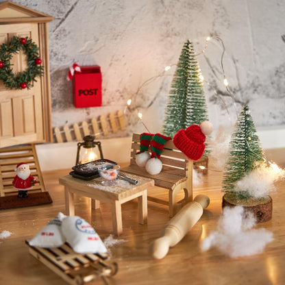 SUNBEAUTY Elf Door Set Complete with elf letters, including baking set, mailboxes, signs, and other accessories. Christmas decoration for children's rooms, DIY gift for kids at Christmas.