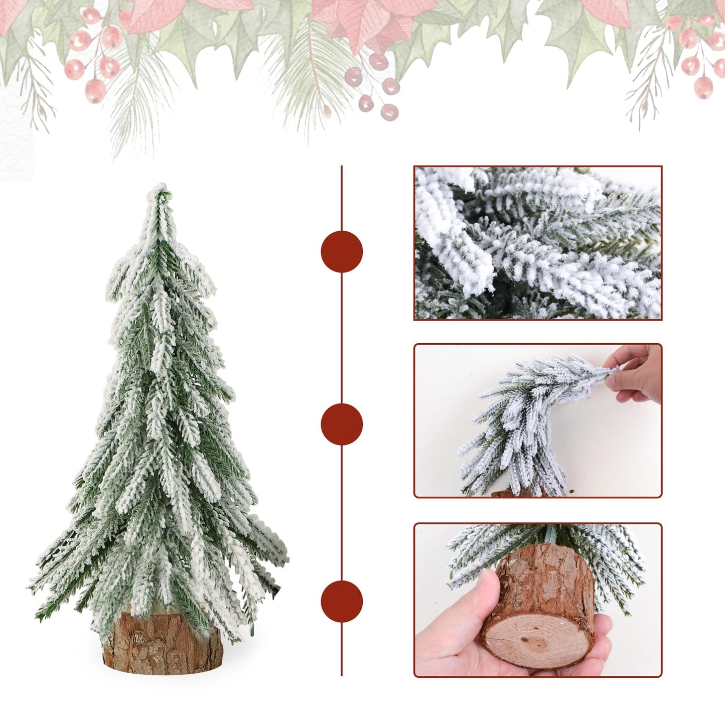 COLOFALLA 2 pieces Mini Christmas Tree 20cm 25cm Mini Pine Tree Miniature Table Decoration with wooden base Artificial Christmas Tree Christmas Table Decor Gifts for Christmas