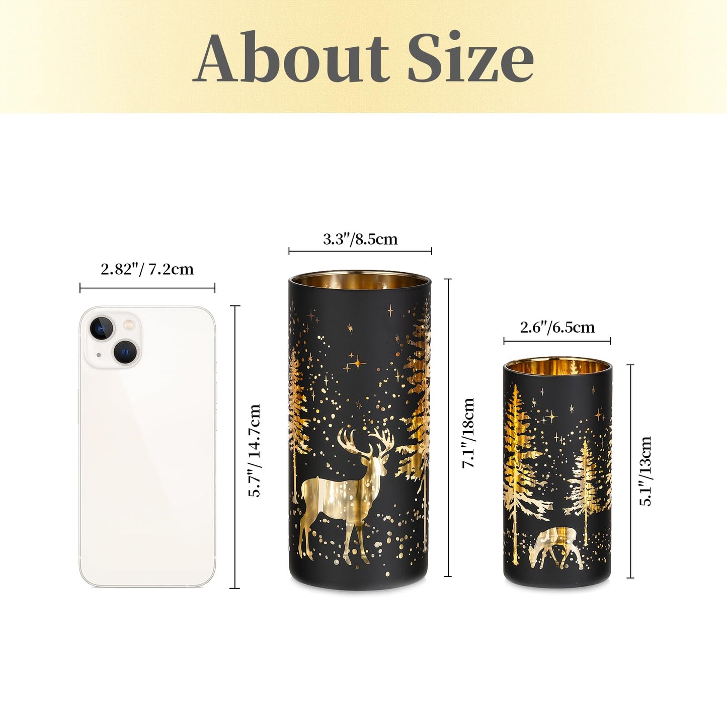 Hewory Christmas Decor Black Tealight Christmas: 2-piece Set Deer Decor Christmas Table Decoration Candle Holder Glass Christmas Decoration Indoor Gold