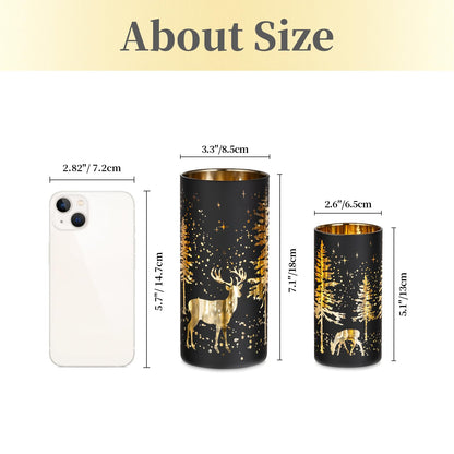 Hewory Christmas Decor Black Tealight Christmas: 2-piece Set Deer Decor Christmas Table Decoration Candle Holder Glass Christmas Decoration Indoor Gold