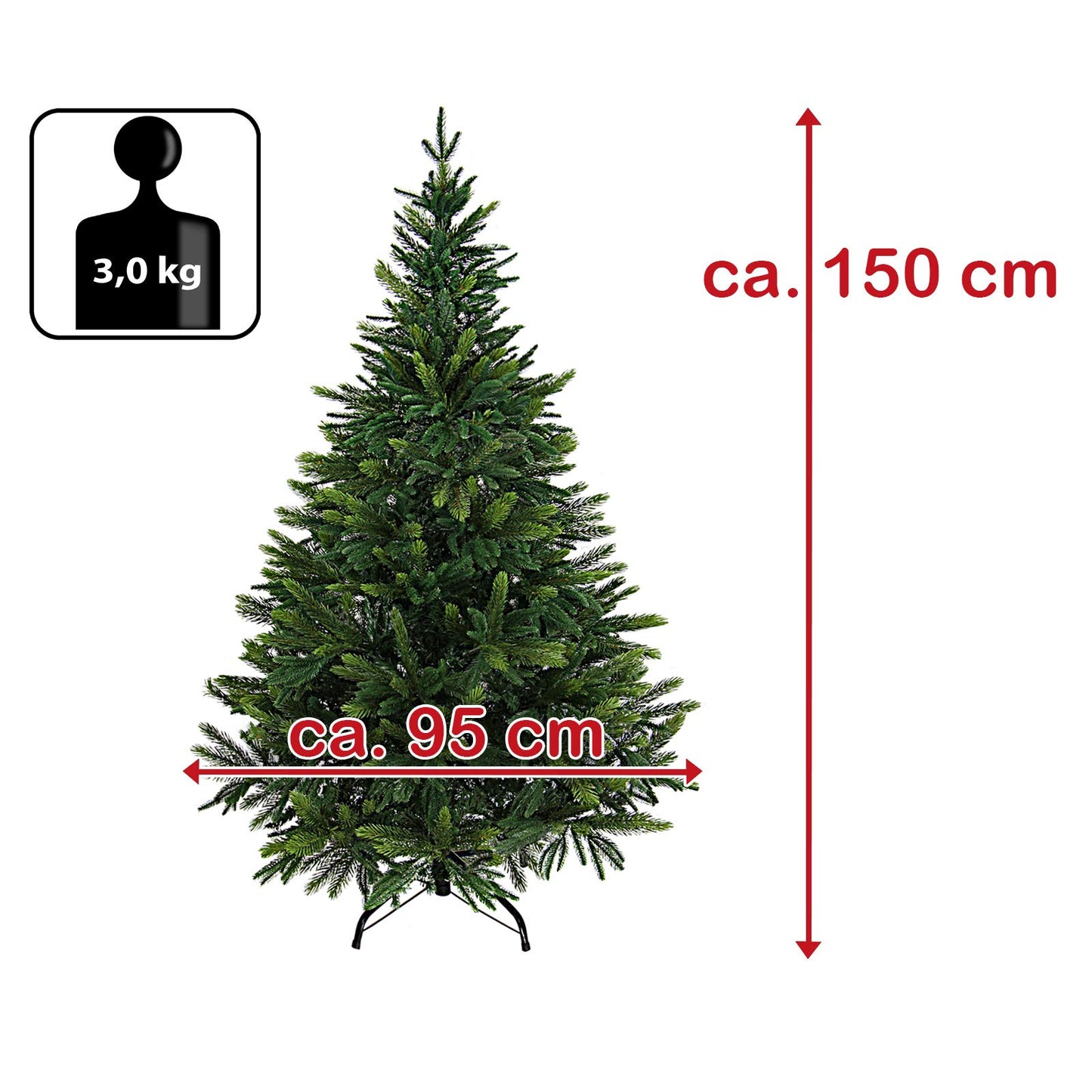 BB Sport Luxury Christmas Tree 150 cm Medium Green/Douglas Fir artificial Christmas tree PE/PVC injection molded mix fir tree stand