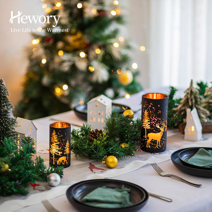 Hewory Christmas Decor Black Tealight Christmas: 2-piece Set Deer Decor Christmas Table Decoration Candle Holder Glass Christmas Decoration Indoor Gold