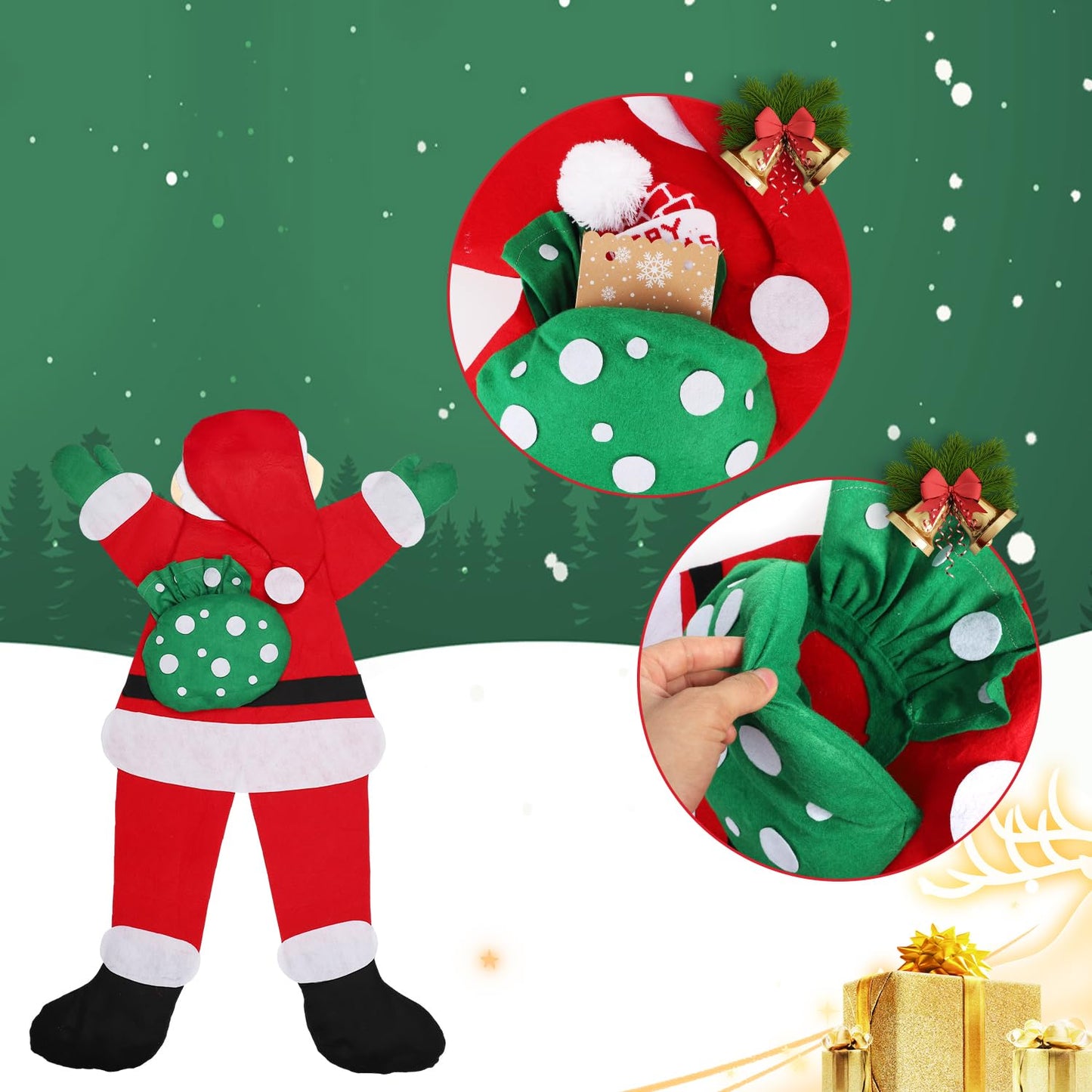 Noisy Santa decoration, 138cm Climbing Hanging Santa Claus for Christmas Tree Christmas Hanging Santa Claus for Roof Fireplace Tree Porch Door Yard