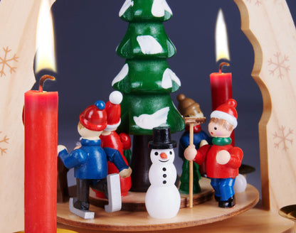 BRUBAKER Christmas Pyramid - Nativity and Winter scenes - Tea light pyramid and candle pyramid made of glass or wood - Black White Brown