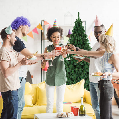 Artificial Christmas tree with 1100 branch tips, collapsible stand, metal hinges, and easy-to-assemble, green tree for home office, shop, party decoration.