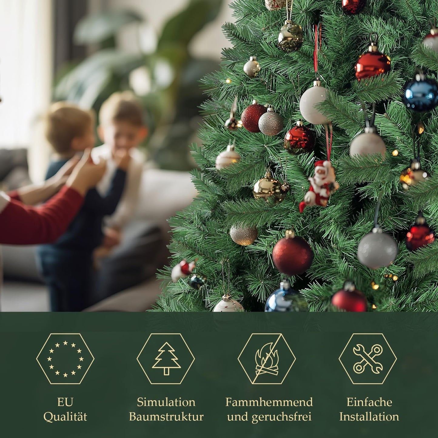 SALCAR 180 cm Artificial Christmas Tree, Nordmann Fir, PVC Tree with 580 green tips, Folding umbrella system, Ø 98 cm