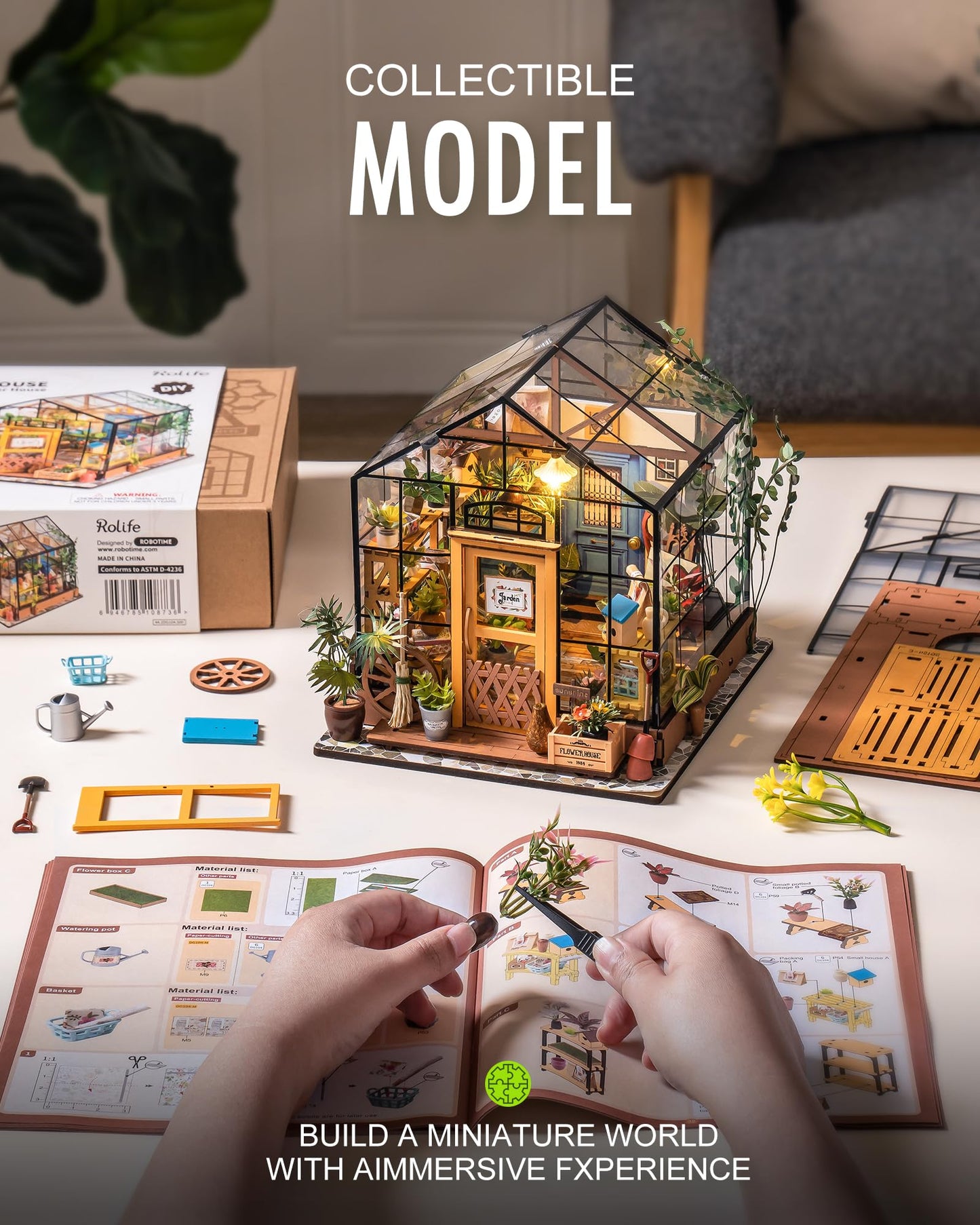 Rolife DIY Wooden Dollhouse Kit Miniature Dollhouse Model Kits Birthday Gifts for Teens and Adults.