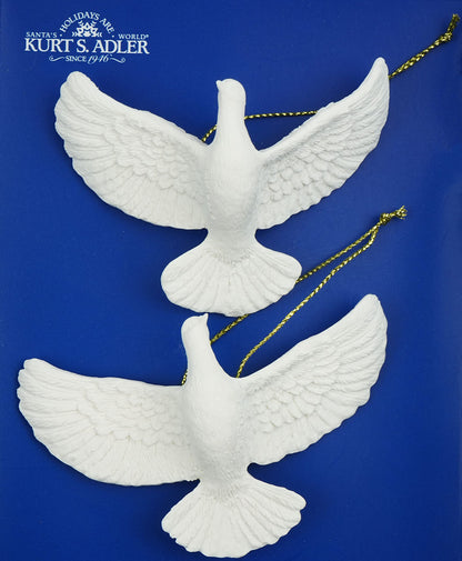 Kurt Adler friendship doves, resin, 4.5 inches, set of 2