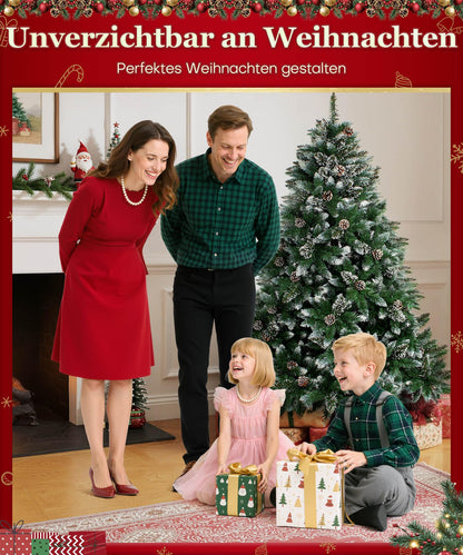 Yorbay artificial Christmas tree Pine tree with stand 120cm-240cm for Christmas decoration Reusable (Christmas tree with snow, 180cm)