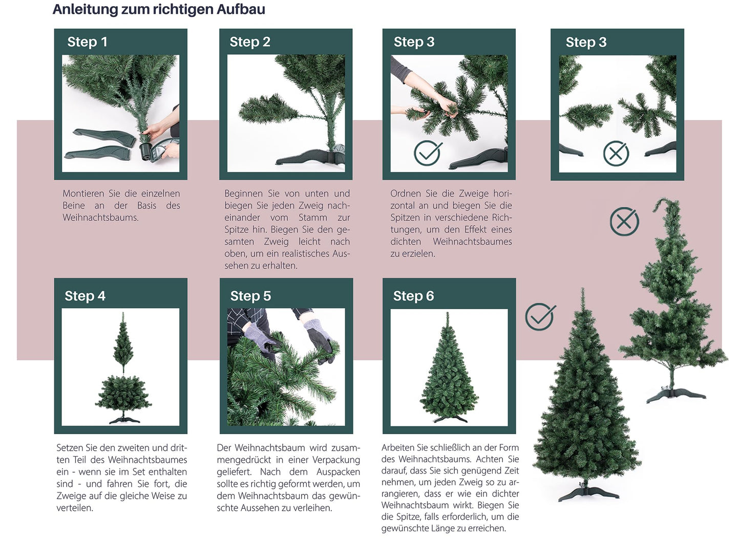 Artificial Christmas tree 180 cm green fir tree Christmas tree fir fake Christmas decoration DecoKing Lena