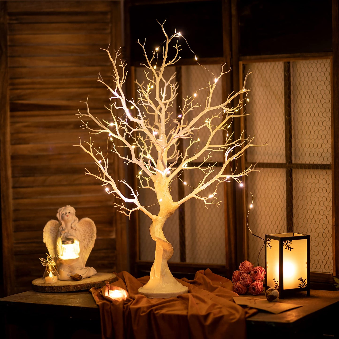 White Artificial Tree Branch Tree - 80cm High Christmas Tree for Table Decoration Tree Displays Large Easter Tree Wish Tree for Wedding Halloween Birthday Christmas Home Decoration