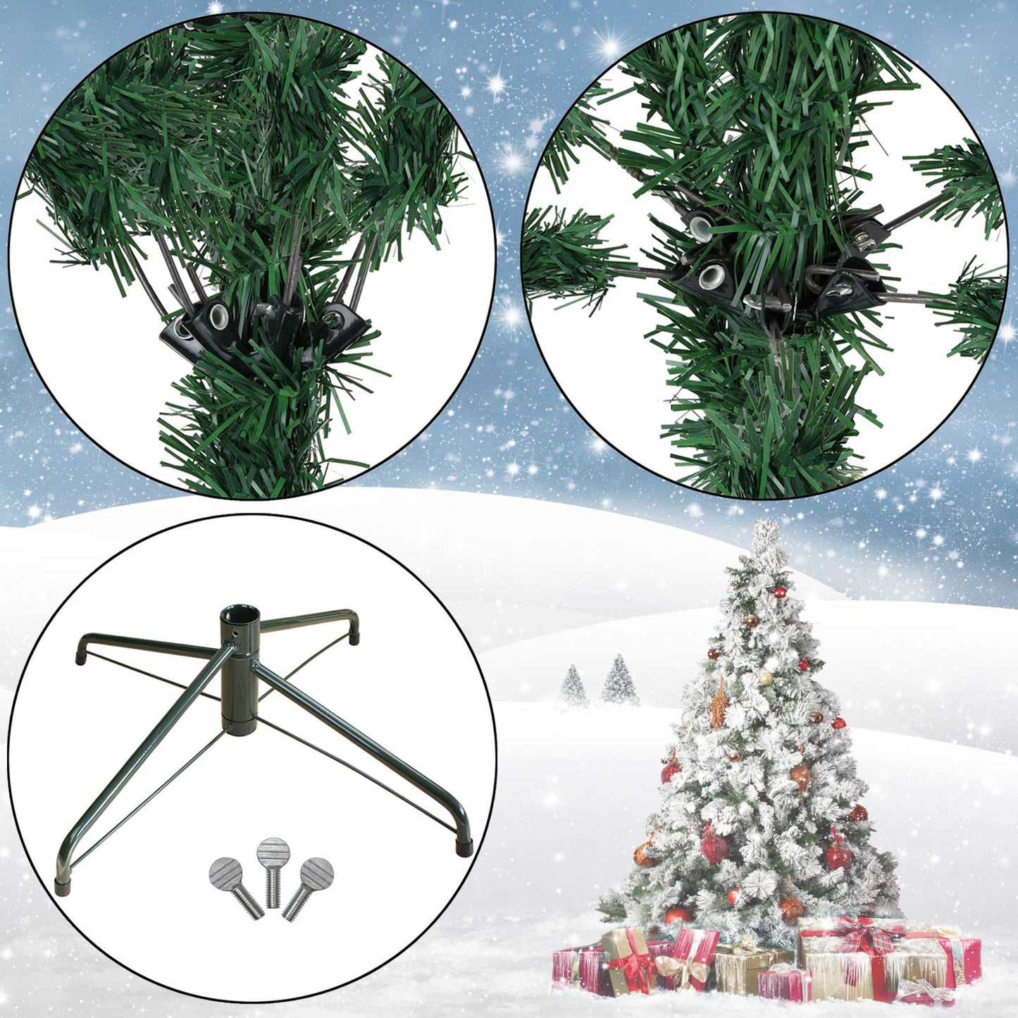 BB Sport Luxury Christmas Tree 180 cm Dark Green Artificial Tree PE/PVC Injection Molding Mix Stand Base