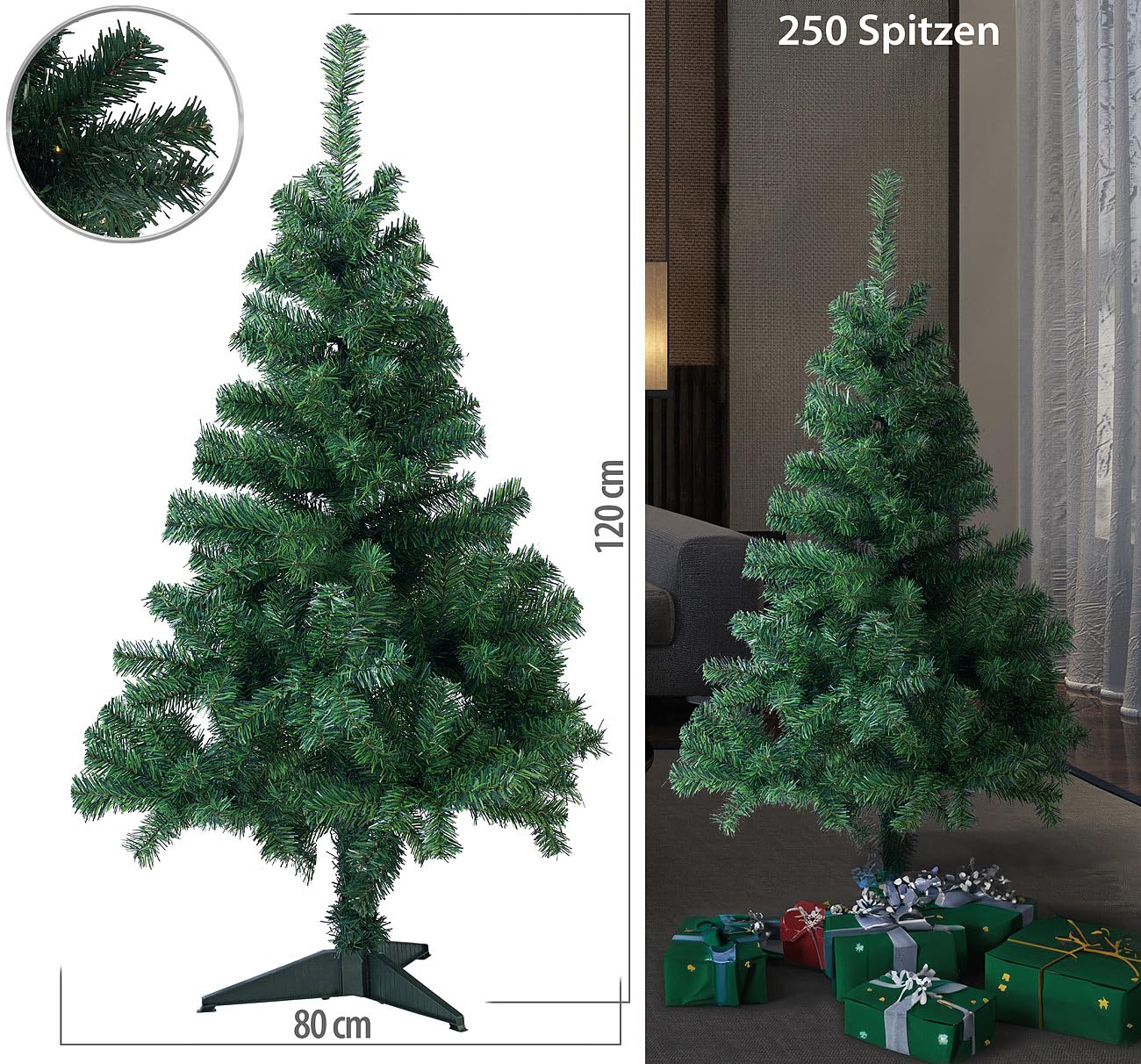infactory Christmas tree: Artificial Christmas tree, 120 cm, 250 tips, with stand (Artificial Christmas tree, Assemble fir tree, Christmas ornament)