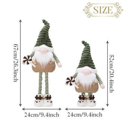 VALERY MADELYN Christmas Elf for Christmas Decoration, 64cm Christmas Gnome Green Brown, Adjustable Legs, Indoor House Christmas Dwarf, Christmas Ornament Decorations