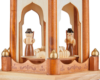BRUBAKER Christmas Pyramid Wooden - Natural - 4 Tiers - 60 cm Height - Hand-painted Figures