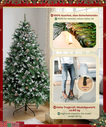 Yorbay artificial Christmas tree Pine tree with stand 120cm-240cm for Christmas decoration Reusable (Christmas tree with snow, 180cm)