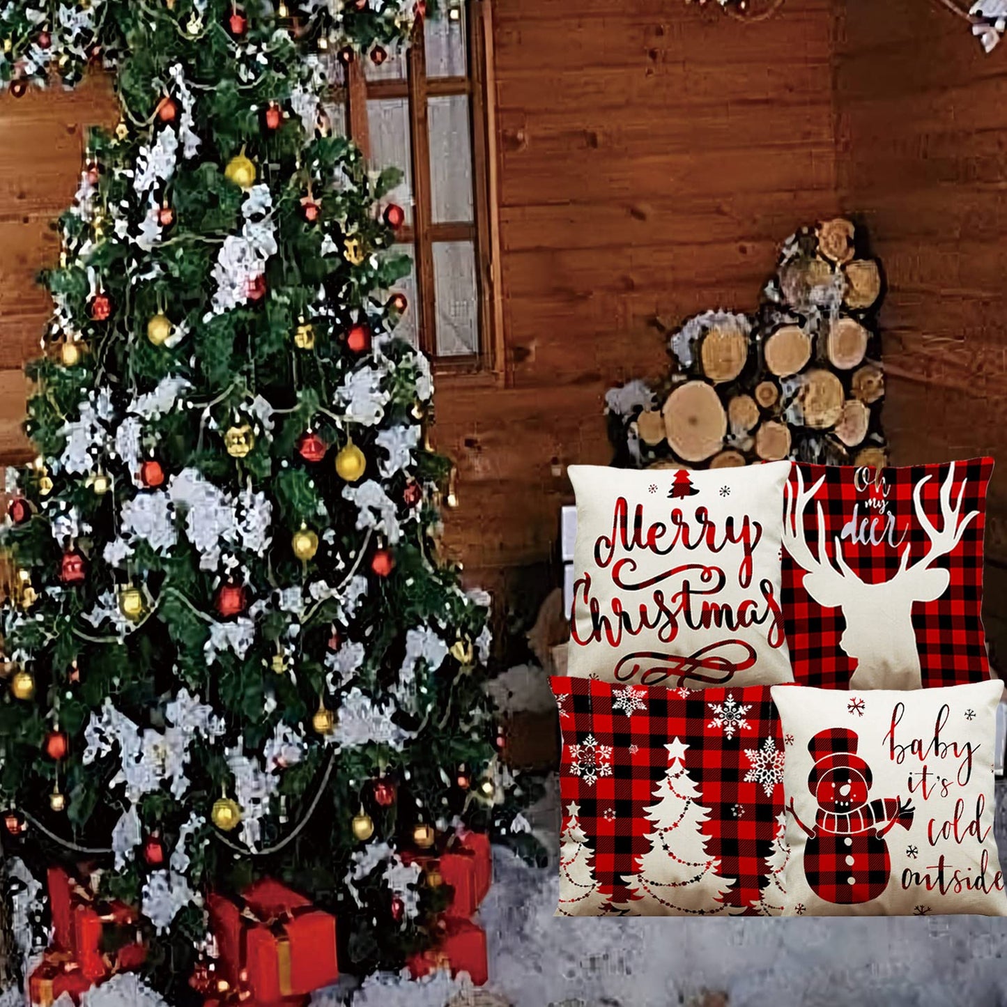 4 pieces of pillowcase 45x45, cotton linen pillow case sofa pillow cover outdoor garden decoration