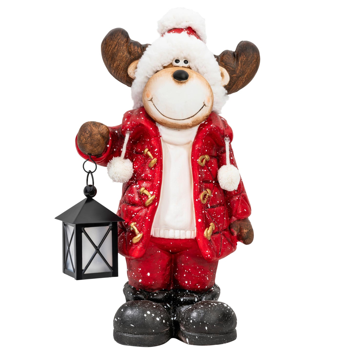 Christmas decor figures large 42cm illuminated indoor LED figures Christmas with timer winter decoration window sill decor figure with lantern living room elf moose snowman Santa Claus