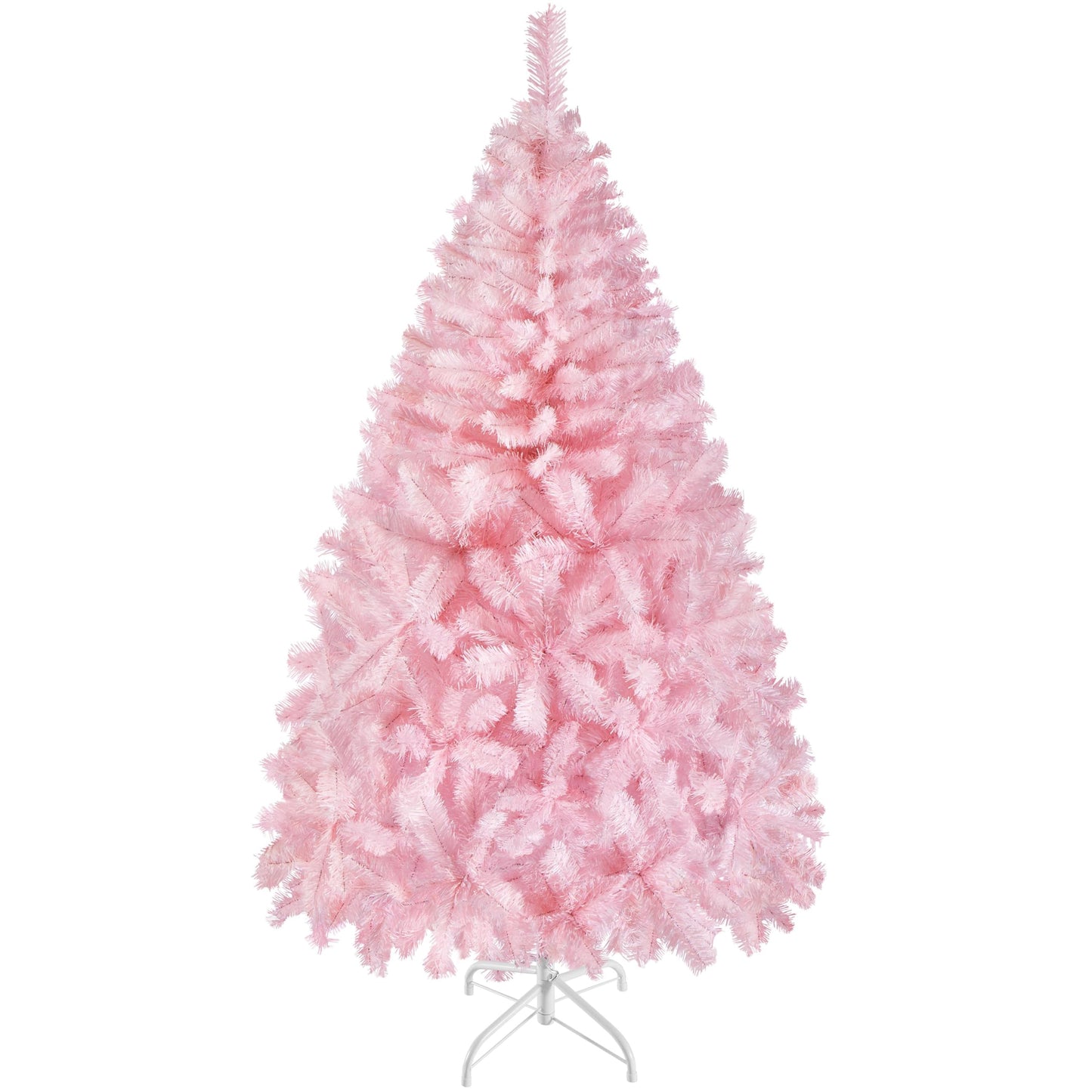 Yaheetech 154cm Artificial Christmas Tree Pink, Fir Tree with 398 Tips & Foldable Metal Stand Reusable Christmas Tree Artificial Tree for Christmas Decoration.