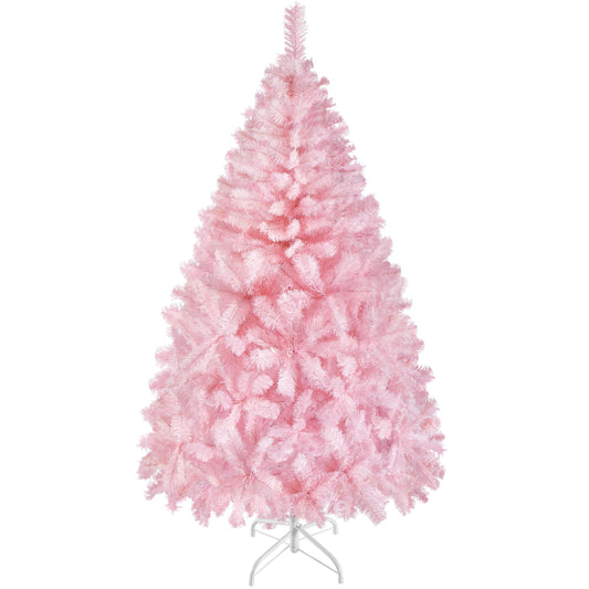 Yaheetech 154cm Artificial Christmas Tree Pink, Fir Tree with 398 Tips & Foldable Metal Stand Reusable Christmas Tree Artificial Tree for Christmas Decoration.