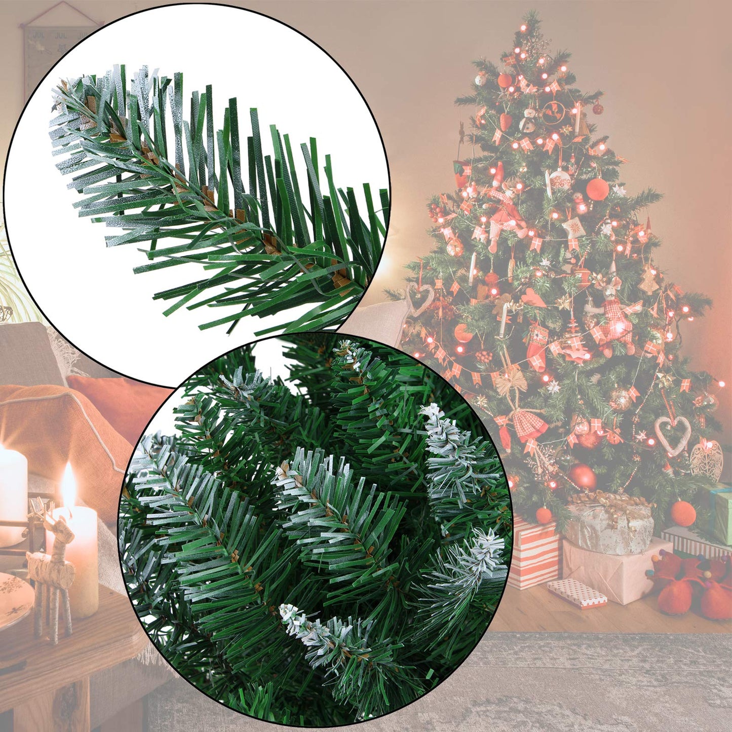 BB Sport Christmas Tree 150 cm Medium Green-Powder Sugar PVC Artificial Tree Stand Foot Folding System