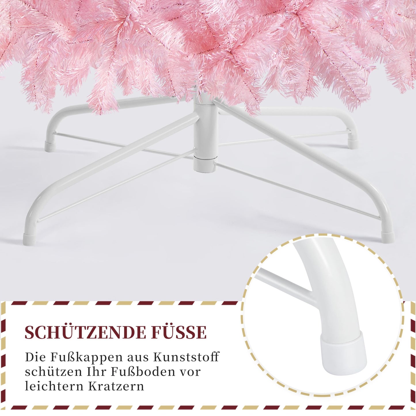 Yaheetech 154cm Artificial Christmas Tree Pink, Fir Tree with 398 Tips & Foldable Metal Stand Reusable Christmas Tree Artificial Tree for Christmas Decoration.