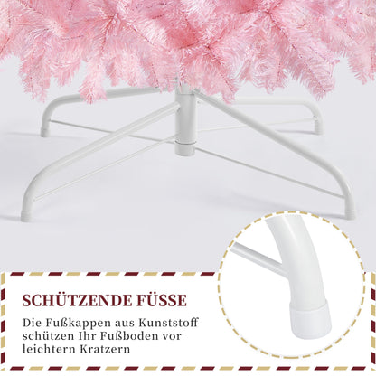 Yaheetech 154cm Artificial Christmas Tree Pink, Fir Tree with 398 Tips & Foldable Metal Stand Reusable Christmas Tree Artificial Tree for Christmas Decoration.