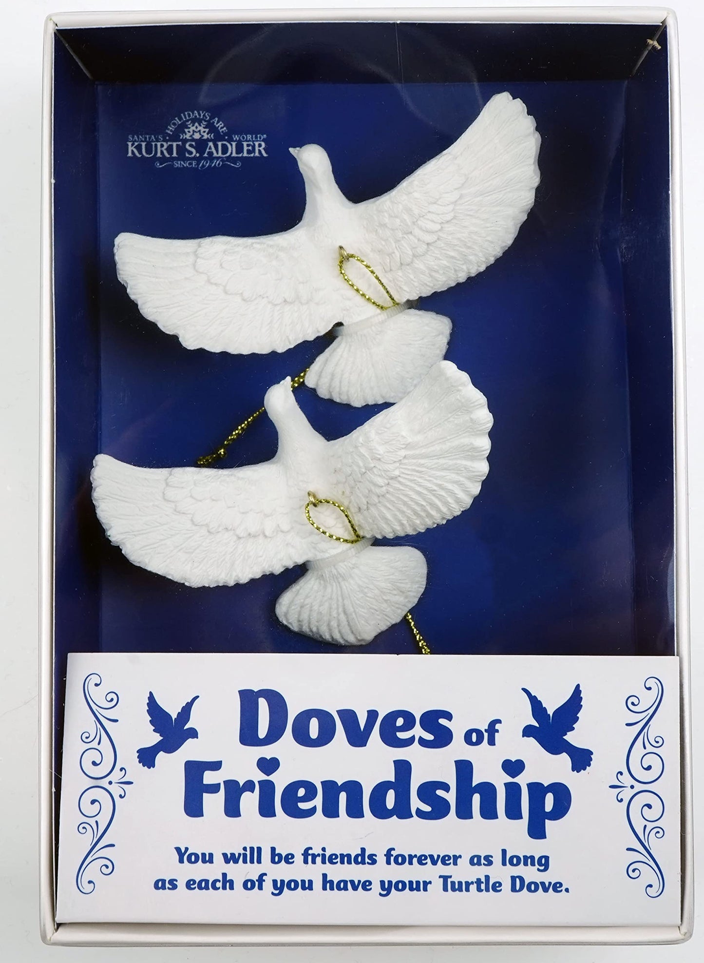 Kurt Adler friendship doves, resin, 4.5 inches, set of 2