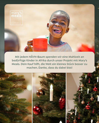 Håvn® Premium Artificial Christmas Tree (180cm Nordlys) | Realistic appearance, dense branches, includes wooden stand & storage bag - High-quality fir tree