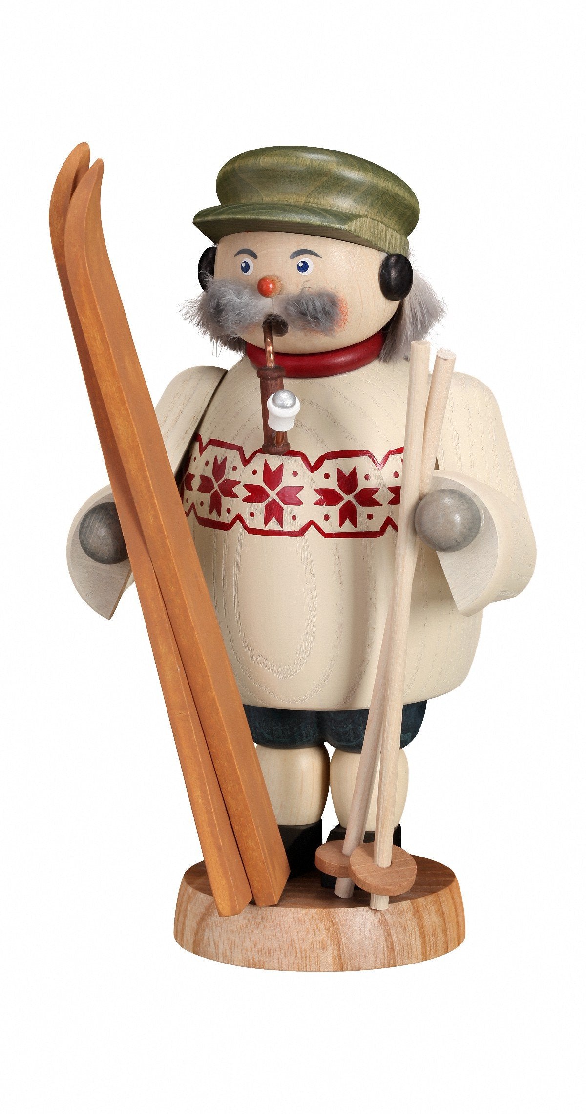 Seiffen Folk Art | Smoker Figurine Erzgebirge | Cozy Guys 19 cm | Smoker Figure | Erzgebirge Folk Art | 12668 | Skier
