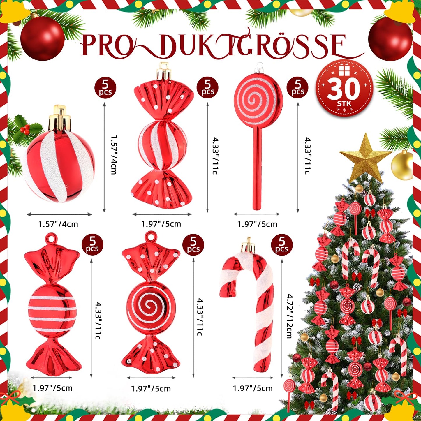 Lanpn Candy Cane Christmas Tree Decoration