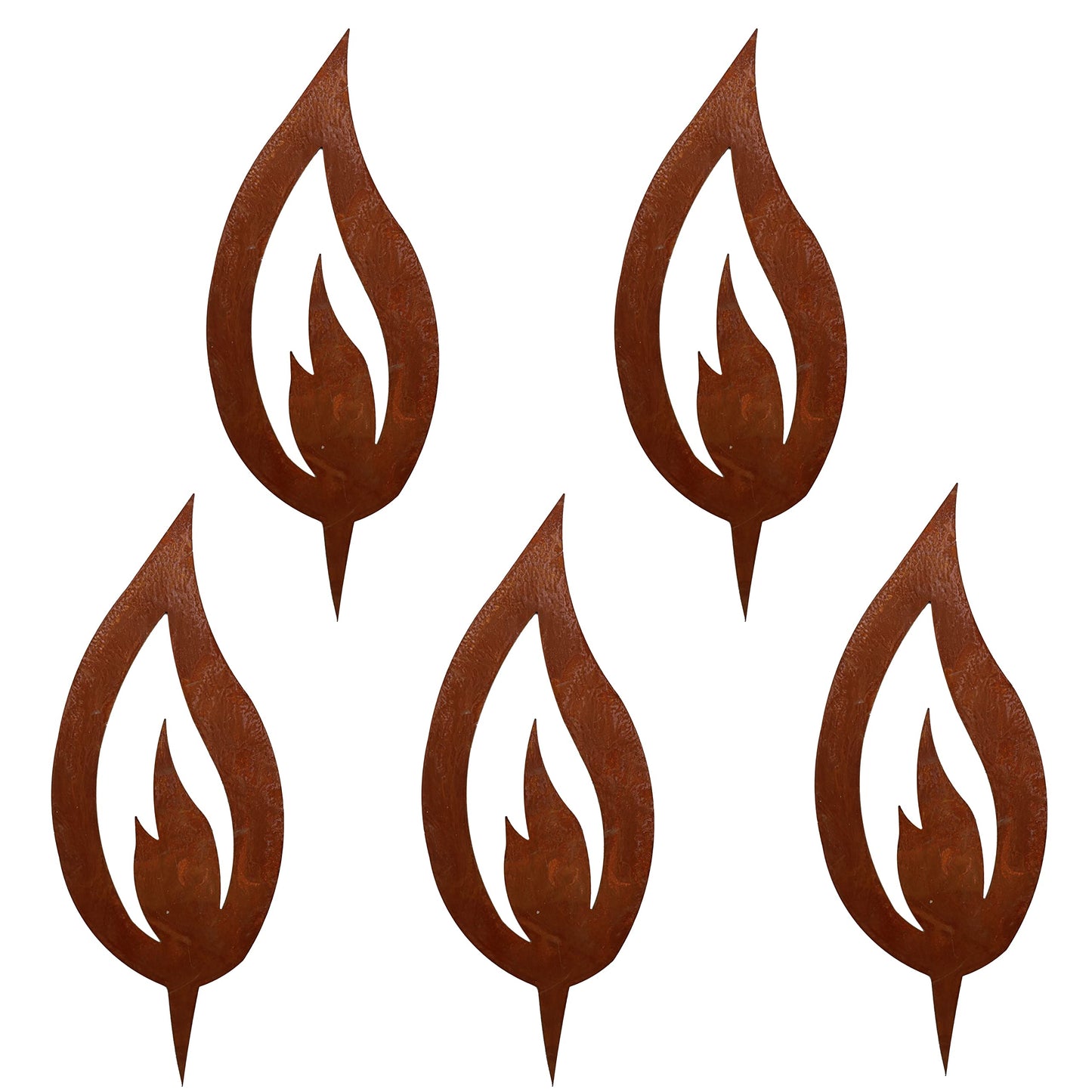 Rustic 5 piece set Rust Decor Flame Rusty 16.5 cm big Rusty Christmas decoration Candle Advent Candle flame for sticking Rustic look