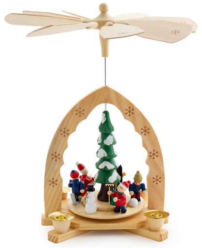 BRUBAKER Christmas Pyramid - Nativity and Winter scenes - Tea light pyramid and candle pyramid made of glass or wood - Black White Brown