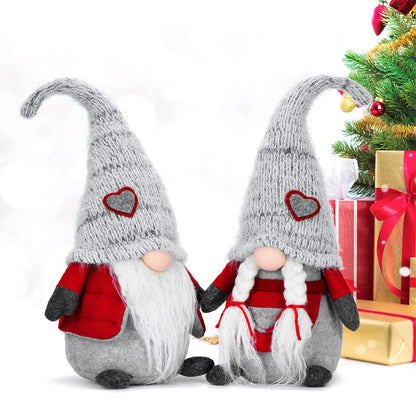 EKARSEN Handmade Couple Gnome cute Scandinavian Tomte Christmas Decor dolls for Christmas New Year Easter Valentine's Day