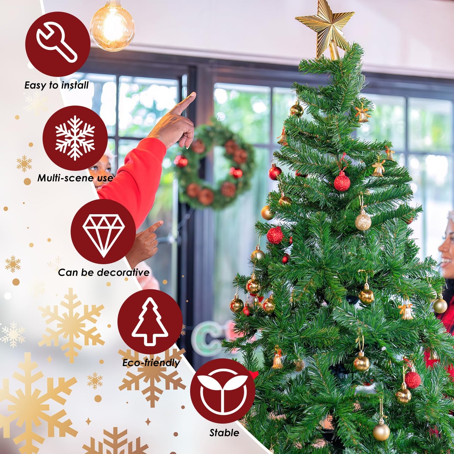 CCLIFE Artificial Christmas Tree Nordmann Fir, Small Pine Tree, PE Injection Molded