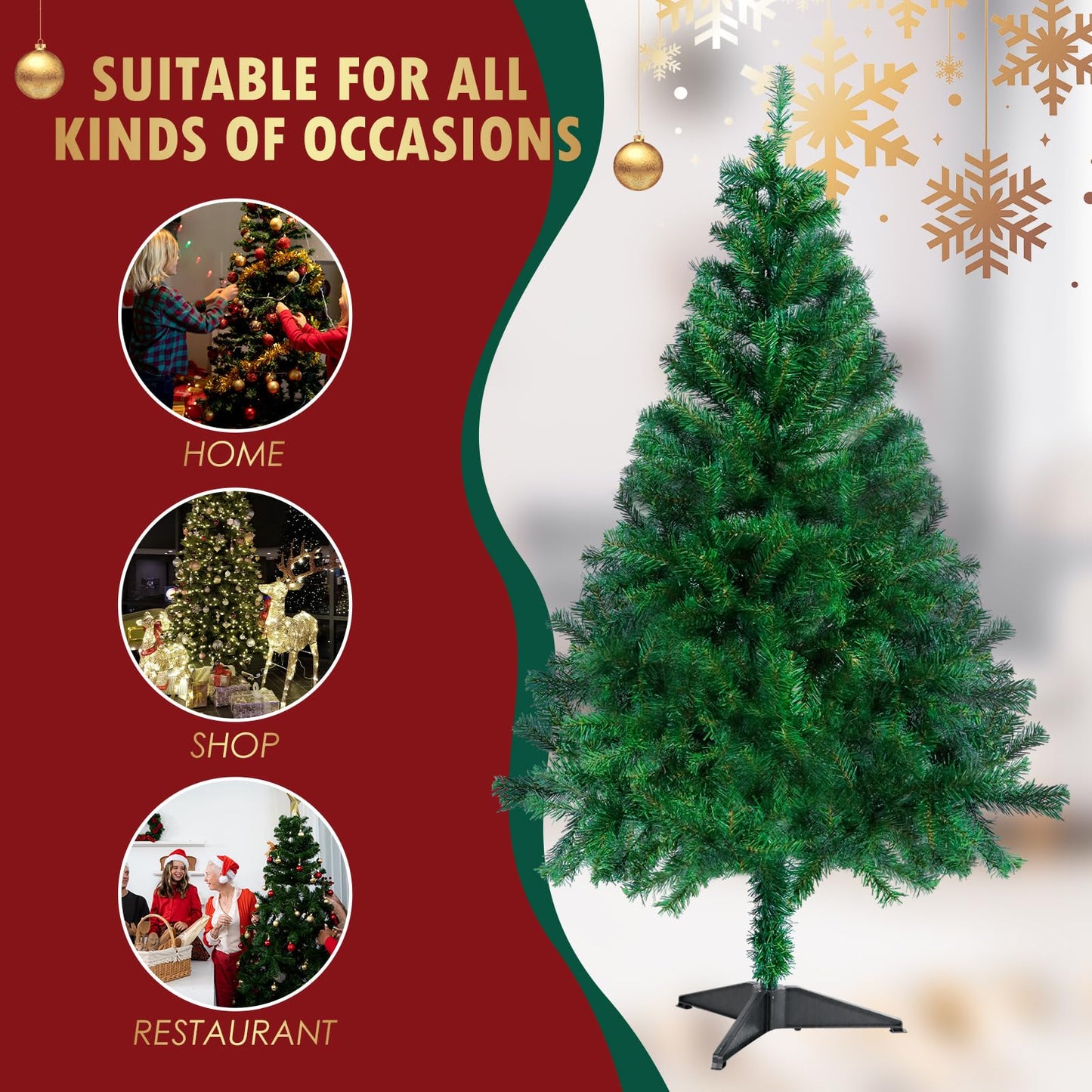 CCLIFE Artificial Christmas Tree Nordmann Fir, Small Pine Tree, PE Injection Molded