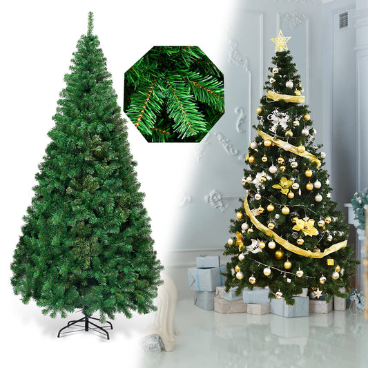COSTWAY 210cm Artificial Christmas Tree with Metal Stand, PVC Needles, Ideal for Home, Office, Shops, and Hotels, Green.