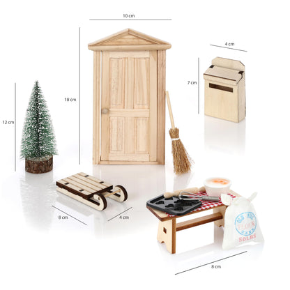 North Star Elf Door Set - Complete set including elf letters, moving boxes, construction site, signs, and many other accessories for the Advent season, DIY decoration for Christmas.