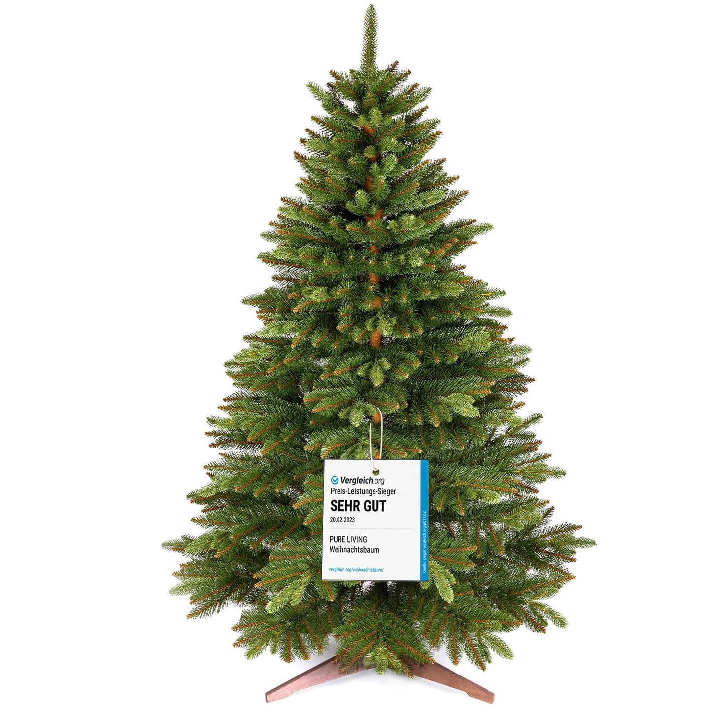Premium artificial Christmas tree 250cm - AWARD WINNER 10 years WARRANTY - Realistic, dense branches, Artificial Christmas tree with wooden stand - Artificial fir tree by Pure Living