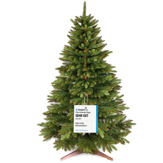 Premium artificial Christmas tree 250cm - AWARD WINNER 10 years WARRANTY - Realistic, dense branches, Artificial Christmas tree with wooden stand - Artificial fir tree by Pure Living