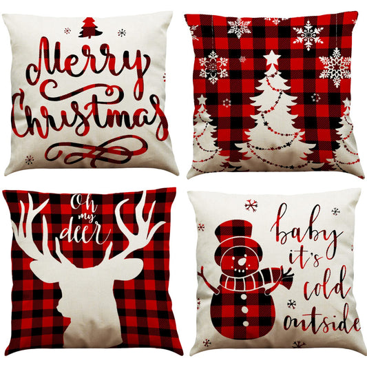 4 pieces of pillowcase 45x45, cotton linen pillow case sofa pillow cover outdoor garden decoration