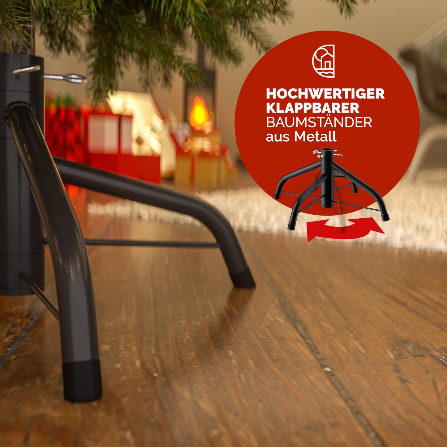 CASARIA® artificial Christmas tree 180cm dense branches quick setup metal stand lifelike fire-resistant green pine tree decoration Christmas